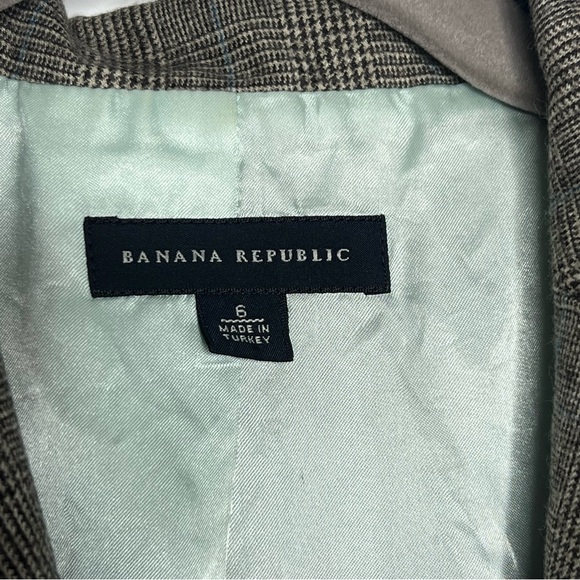 Banana Republic Wool Blazer Brown Houndstooth Bias Plaid Peplum Size 6 - Picture 4 of 16